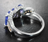 Изящное серебряное кольцо с танзанитами и желтыми сапфирами Серебро 925
