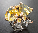 Серебряное кольцо с цитринами 25 карат Серебро 925