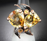 Серебряное кольцо с цитринами 25 карат Серебро 925