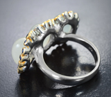Серебряное кольцо с лунным камнем 13,45 карата и синими сапфирами Серебро 925
