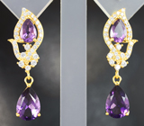 Изысканные серебряные серьги с аметистами Серебро 925