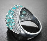 Великолепное серебряное кольцо с голубыми апатитами Серебро 925
