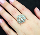 Великолепное серебряное кольцо с голубыми апатитами Серебро 925
