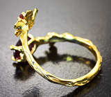 Золотое кольцо с насыщенными рубинами 1,87 карата и бриллиантами Золото