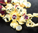 Золотые серьги с насыщенными рубинами 3,26 карата, красными сапфирами и бриллиантами Золото