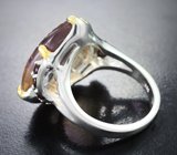 Серебряное кольцо с резным аметрином 21,95 карата и альмандинами гранатами