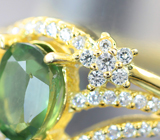 Элегантное серебряное кольцо с зеленым апатитом Серебро 925