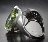 Серебряное кольцо с зеленым аметистом 32,92 карата и родолитами Серебро 925