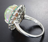 Серебряное кольцо с кристаллическим эфиопским опалом 7,26 карата, изумрудами и желтыми сапфирами бриллиантовой огранки Серебро 925