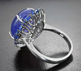 Серебряное кольцо с танзанитом 14,16 карата, кианитами и лейкосапфирами