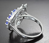 Ажурное серебряное кольцо с танзанитами