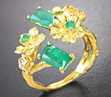 Золотое кольцо с уральскими изумрудами высокой чистоты 2,19 карата и бриллиантами Золото