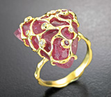 Золотое кольцо с крупным рубеллитом редкой огранки 15,02 карата, розовыми сапфирами и бриллиантами