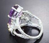 Серебряное кольцо с аметистами лазерной огранки 6,85 карата