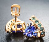 Пусеты с танзанитами 2,45 карата и гранатами со сменой цвета Золото