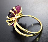 Золотое кольцо с насыщенным рубеллитом турмалином авторской огранки 7,24 карата Золото