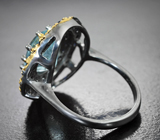 Серебряное кольцо с аквамарином 3,03 карата и синими сапфирами