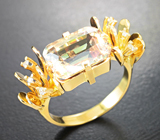 Золотое кольцо с чистейшим диаспором редкой огранки 5,37 карата и бриллиантами Золото