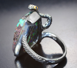 Серебряное кольцо с австралийским болдер опалом и синими сапфирами Серебро 925