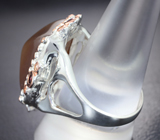 Серебряное кольцо с солнечным камнем 16,7 карата и альмандинами гранатами Серебро 925