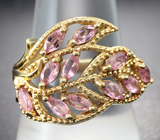 Великолепное серебряное кольцо с розовыми турмалинами Серебро 925