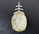 Эксклюзивный крупный серебряный комплект с лимонными цитринами Серебро 925