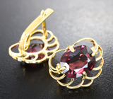 Золотые серьги с насыщенно-винными рубеллитами 5,15 карата