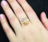 Серебряное кольцо с цитринами и танзанитами