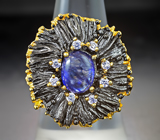 Серебряное кольцо с ярким синим сапфиром 2,96 карата