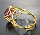 Золотое кольцо с крупным вишневым рубеллитом турмалином 7,39 карата Золото