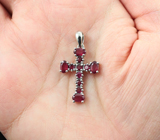 Серебряный кулон-крест с рубинами Серебро 925