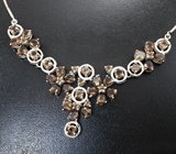 Замечательное серебряное колье с дымчатым кварцем Серебро 925