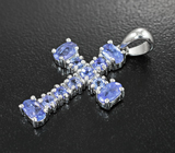 Замечательный серебряный кулон-крест с танзанитами Серебро 925