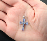 Замечательный серебряный кулон-крест с танзанитами Серебро 925