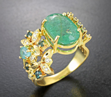 Золотое кольцо с параиба турмалинами 5+ карат, гранатами со сменой цвета и бриллиантами Золото
