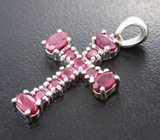 Серебряный кулон-крест с рубинами Серебро 925