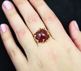 Золотое кольцо с насыщенным редкой формы рубином 13,1 карата Золото