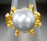 Кольцо с серебристой морской жемчужиной 9,53 карата Золото