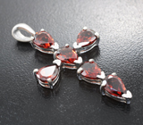 Серебряный кулон-крест с альмандинами гранатами Серебро 925