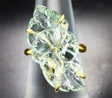 Золотое кольцо с ярким резным оливково-зеленым аметистом 10,74 карата