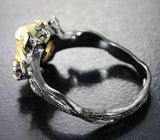 Серебряное кольцо с кристаллическим эфиопским опалом и аметистами