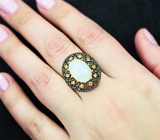 Серебряное кольцо с лунным камнем 5,25 карата Серебро 925
