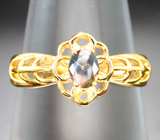 Золотое кольцо с на редкость насыщенным уральским александритом цвета морской волны 0,29 карата Золото
