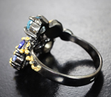 Серебряное кольцо с цитрином, голубыми топазами и танзанитами Серебро 925