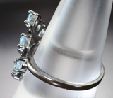Оригинальное серебряное кольцо с голубыми топазами и черными шпинелями Серебро 925