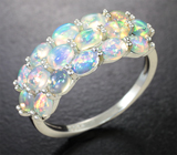 Роскошное серебряное кольцо с кристаллическими эфиопскими опалами