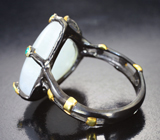 Серебряное кольцо с лунным камнем 22,17 карата и «неоновыми» апатитами Серебро 925