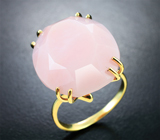 Золотое кольцо с редким крупным ограненным перуанским розовым опалом 19,94 карата Золото