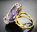 Эксклюзив! Золотое кольцо с уникальным крупным австралийским болдер опалом 27,08 карата и бриллиантами