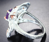 Серебряное кольцо с аметистом и альмандинами гранатами